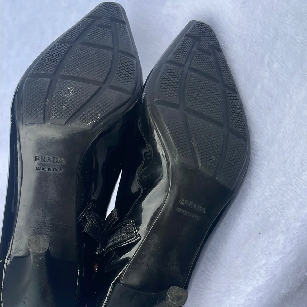 Prada Glossy Black Ankle Booties